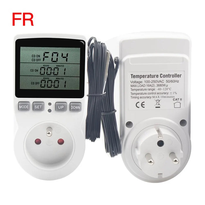 Digital Temperature Controller Outlet Socket Thermostat Outlet Plug with Timer - FR Plug - 1