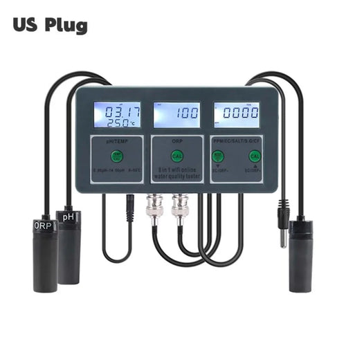 PH-W218 8-in-1 PH EC SALT ORP TDS S.G TEMP CF Monitor WiFi Water Quality Tester - US Plug - 1