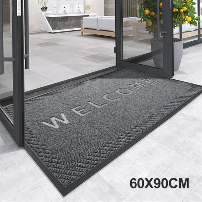 Front Door Welcome Mat Non-Slip Rubber Entrance Doormat Multi-Purpose Recycled Rug - Style A / 60x90cm - 1