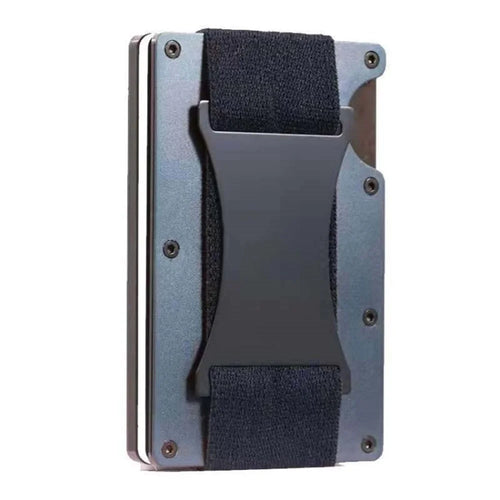 For Airtag Wallet Metal Money Clip Front Pocket Case Card Holder Aluminum Metal Minimalist Men's Wallet - Black  /  Grey - 1