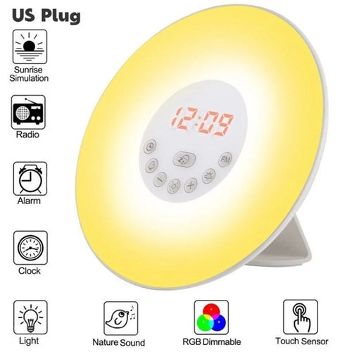 T9 Wake Up Light Alarm Clock Sunrise Sunset Simulation LED Night Lamp for Heavy Sleepers Kids Adults - US Plug - 1