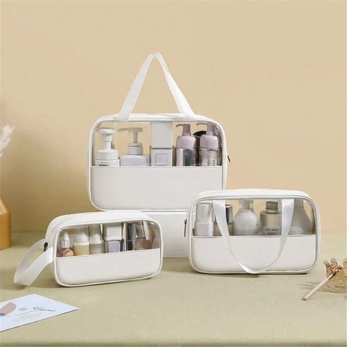 3Pcs Travel Makeup Bags Waterproof Transparent Toiletries Bag Cosmetic Storage Bags - White - 1