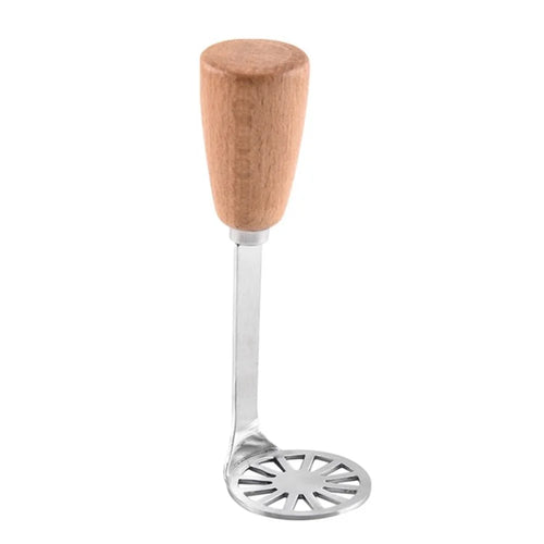 Stainless Steel Manual Potato Food Masher with Wood Handle Kitchen Tool (No FDA Certification, BPA Free) - 1