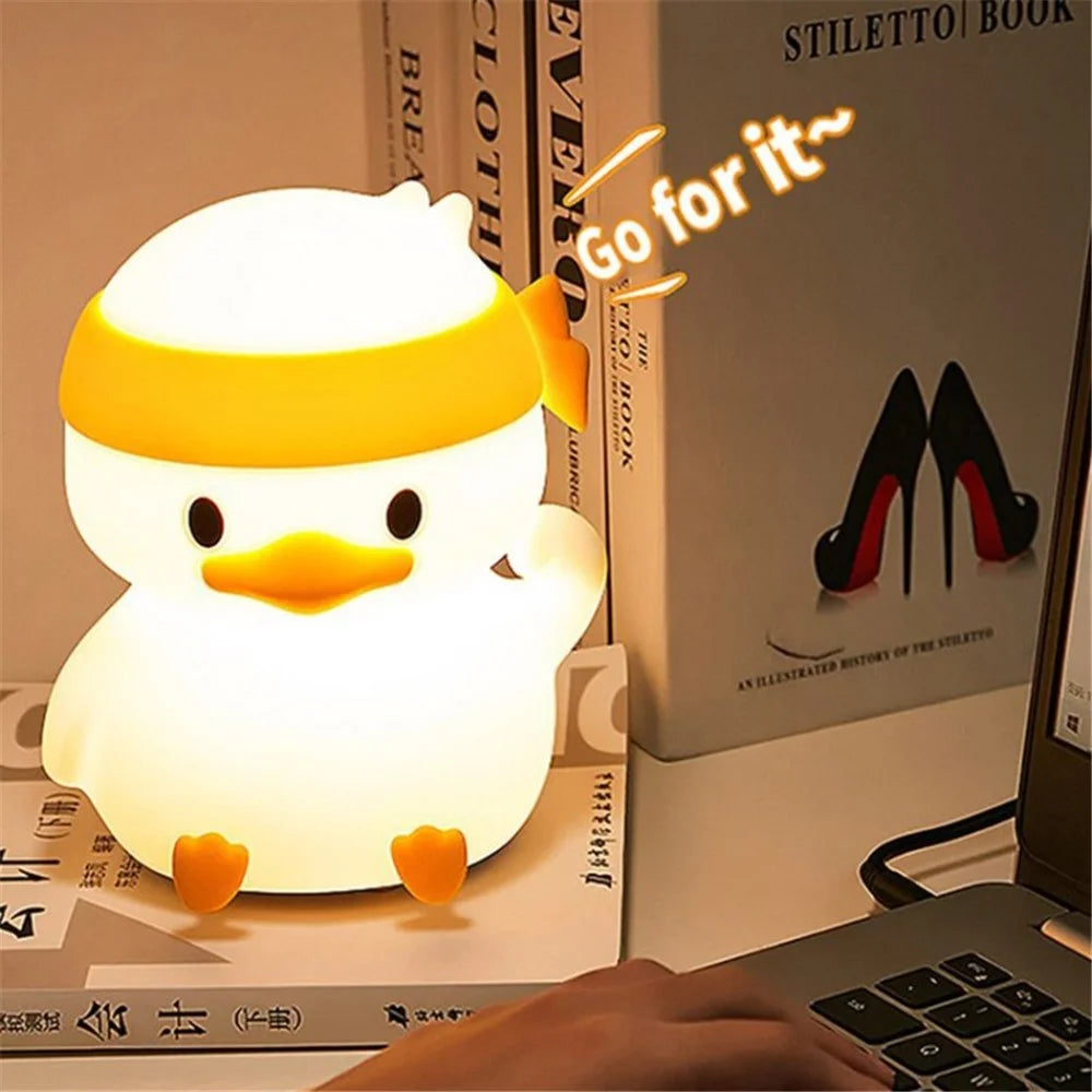 LED Silicone Light USB Rechargeable Cute Good Luck Duck Night Lamp with Color Changing - 1