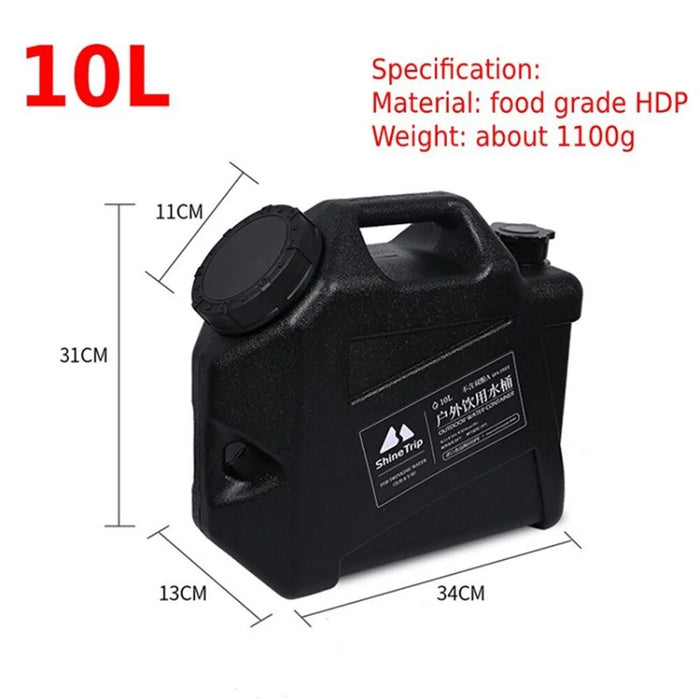 SHINETRIP 10L Water Storage Barrel Jug with Faucet Water Container (BPA Free, No FDA Certificate) - Black - 1