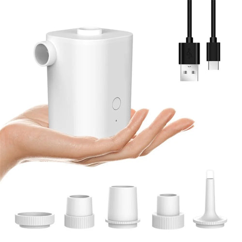 Electric Swimming Ring Air Pump Portable Wireless USB Rechargeable Inflator - White - 1
