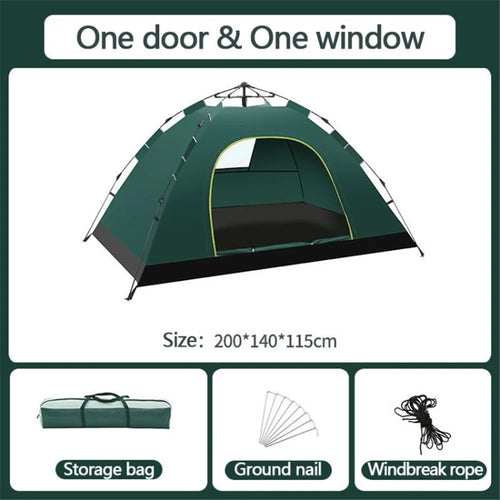Camping Tent Waterproof UV Protection Outdoor Picnic Easy Open Automatic Tent - Green - 1
