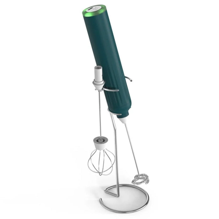 Electric Foam Maker USB Rechargeable Egg Beater Handheld Milk Frother (No FDA Certification, BPA Free) - Green / Set B - 1