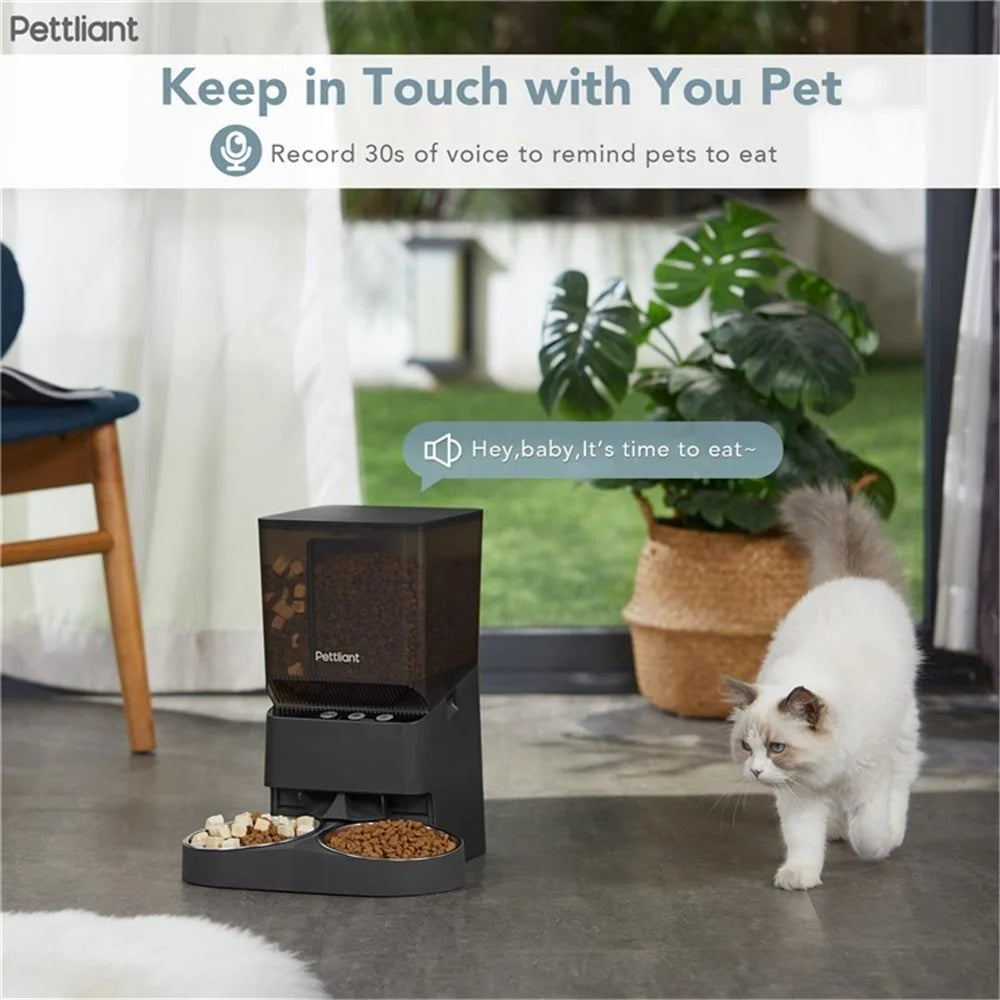 PETTLIANT Automatic Cat Feeder Dual-Bowl Food Dispenser Smart APP Control (No FDA, BPA-Free) - 6