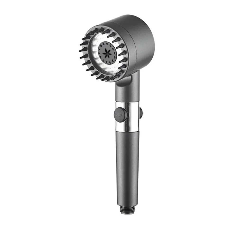 Multifunction Filtered Sprayer High Pressure Shower Head with Powerful Booster Water Saving Silicone Nozzles - Tarnish Grey / Shower Head - 1