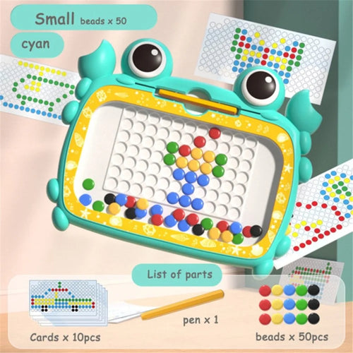 Magnetic Drawing Board Cartoon Crab Magnetic Dots Art Drawing Board Educational Toy Gift - Cyan / Small Size - 1
