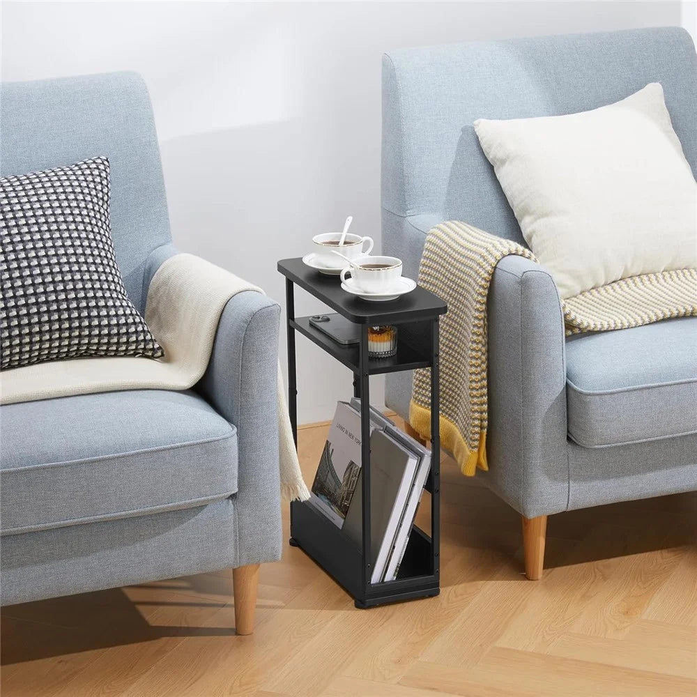 DULCII Side Table with Storage Shelf 3 Tier Slim End Table Nightstand (MOQ: 300) - 4