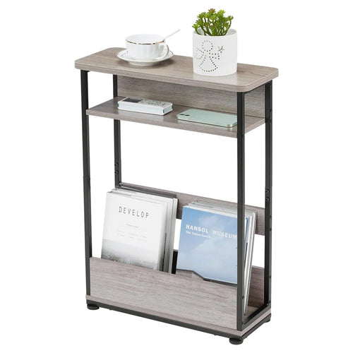 DULCII 3 Tier Slim End Table Narrow Space Nightstand with Magazine Shelf (MOQ: 300) - 1