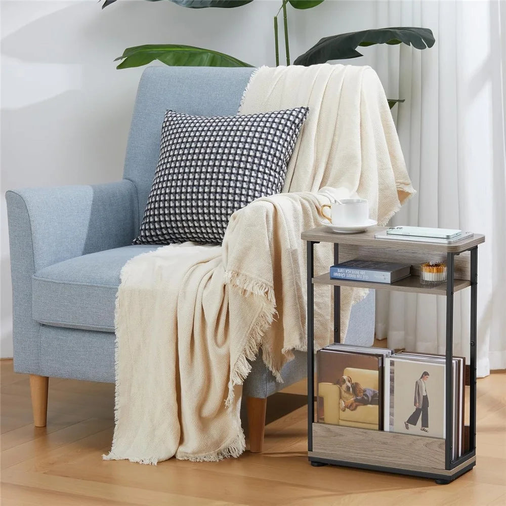DULCII 3 Tier Slim End Table Narrow Space Nightstand with Magazine Shelf (MOQ: 300) - 6