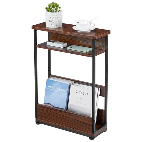 DULCII Vintage Narrow Side Table with Storage Shelf Bedside Table Nightstand (MOQ: 300) - Cherry Color - 1