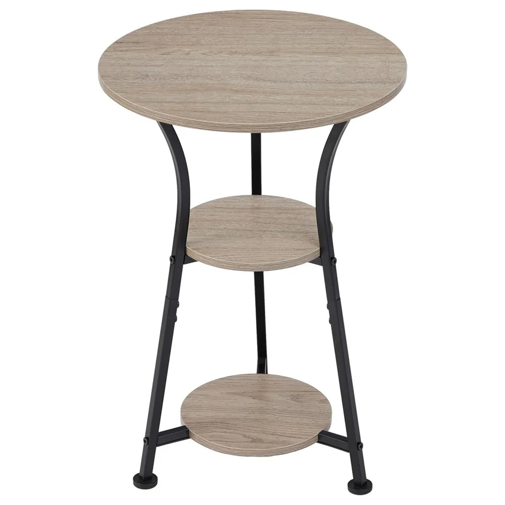 DULCII Round Beside Table 3 Tier Sofa Side End 3 Leg Desk for Living Room Bedroom, 38x56cm - Oak Color (MOQ: 200) - 2