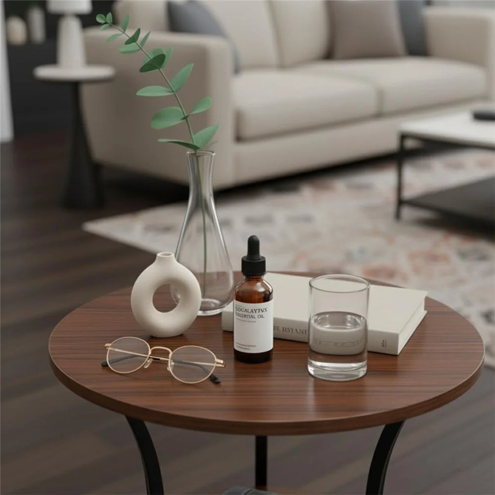 DULCII 3 Tier Sofa Side End 3 Leg Round Table for Living Room Bedroom, 38x56cm - Cherry Wood Color (MOQ: 200) - 5