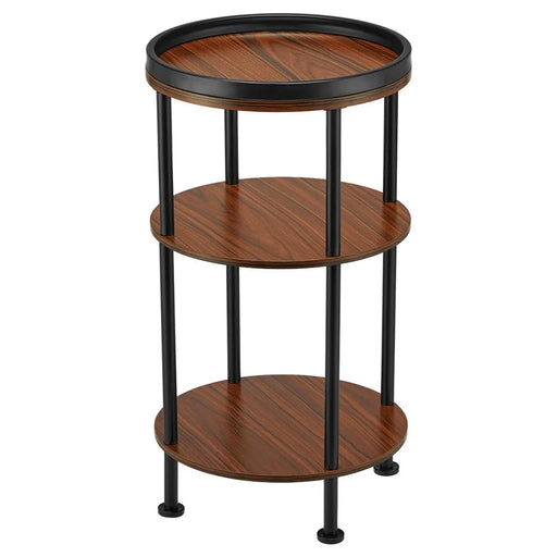 DULCII 8663-C 4-Leg Small Round Table Wooden Top Side End Table with Metal Frame, 300 x 300 x 550mm - Cherry - 2