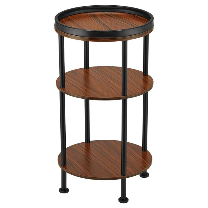 DULCII 8663-C 4-Leg Small Round Table Wooden Top Side End Table with Metal Frame, 300 x 300 x 550mm - Cherry - 2