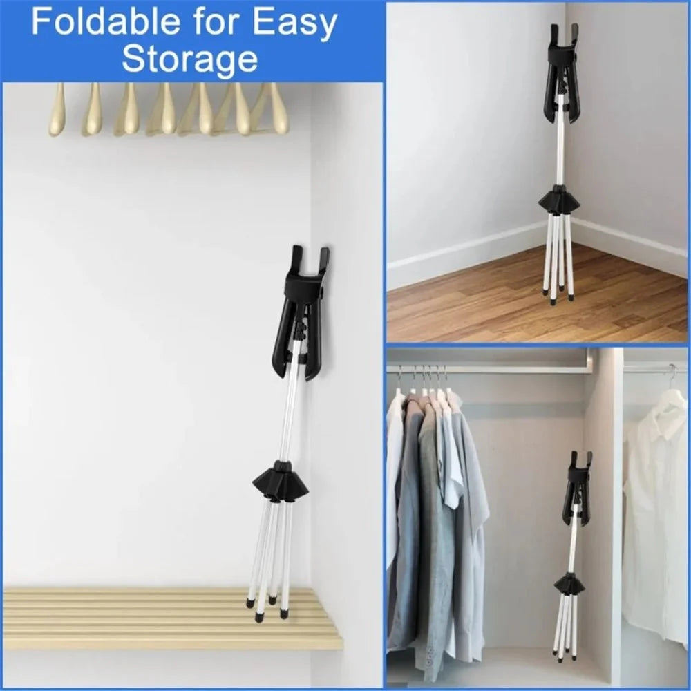 Home Floor Foldable Garment Steamer Rack Hanging Steamer Ironing Accessories - Black - 5