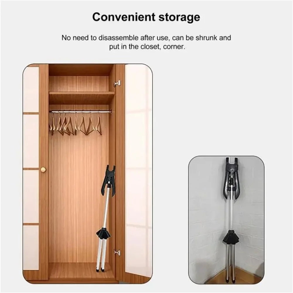 Home Floor Foldable Garment Steamer Rack Hanging Steamer Ironing Accessories - Black - 7