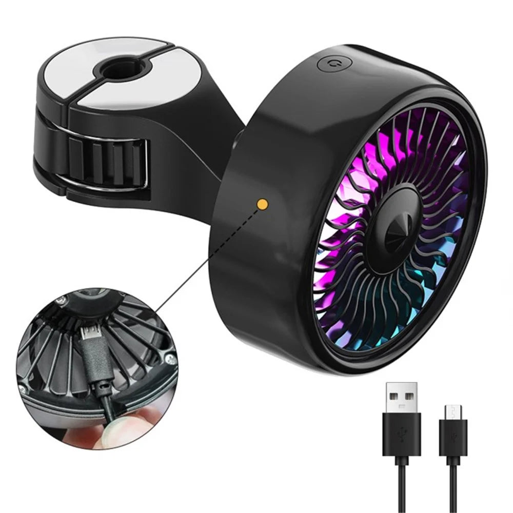 Car Backseat Electric Fan for Rear Seat Passenger with 3 Speed Modes + RGB Light for Vehicles SUV Truck - Black - 1