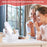 Travel Makeup Organizer Built-In Mirror Rechargeable Cosmetic Storage Box with LED Light - White - 4