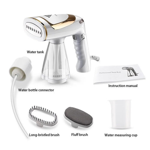 1600W Foldable Handheld Garment Steamer 250ml Water Tank Automatic Steam Brush Hanging Ironing Machine - White+Single Gear / EU Plug - 1