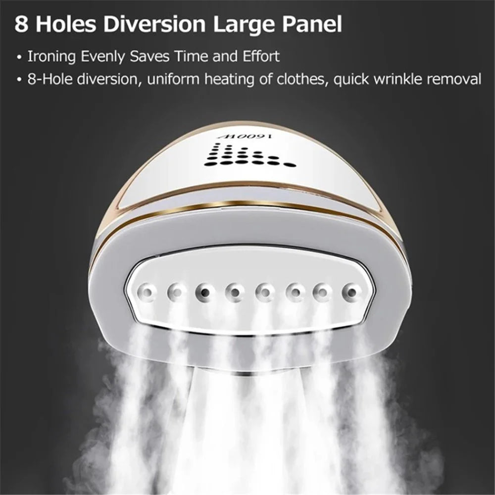 1600W Foldable Handheld Garment Steamer 250ml Water Tank Automatic Steam Brush Hanging Ironing Machine - White+Single Gear / EU Plug - 3