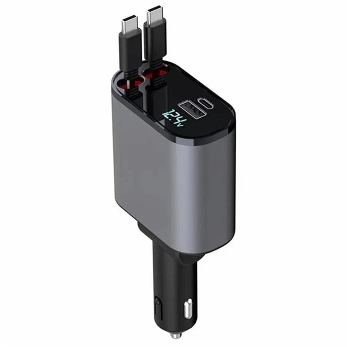 USB+Type-C Dual Port Fast Charging Cigarette Lighter Car Charger with Retractable Cable - Type-C+Type-C - 1