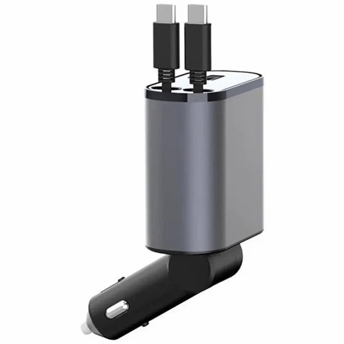 USB+Type-C Dual Port Fast Charging Cigarette Lighter Car Charger with Retractable Cable - Type-C+Type-C - 2