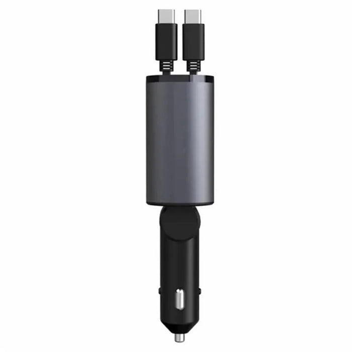 USB+Type-C Dual Port Fast Charging Cigarette Lighter Car Charger with Retractable Cable - Type-C+Type-C - 3