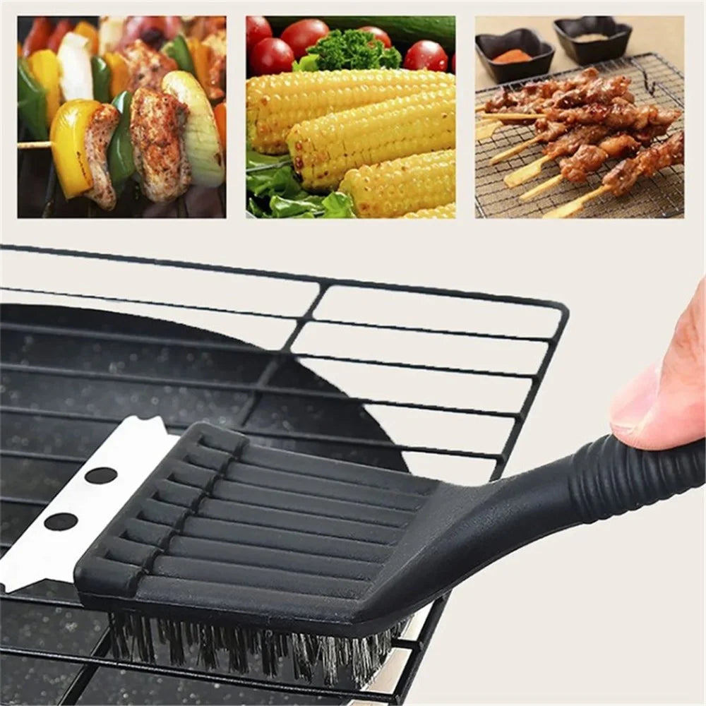BBQ Grill Brass Wire Brush Stainless Steel Cleaning Brush with Comfortable Handle for Grill Cooking Grates - 3