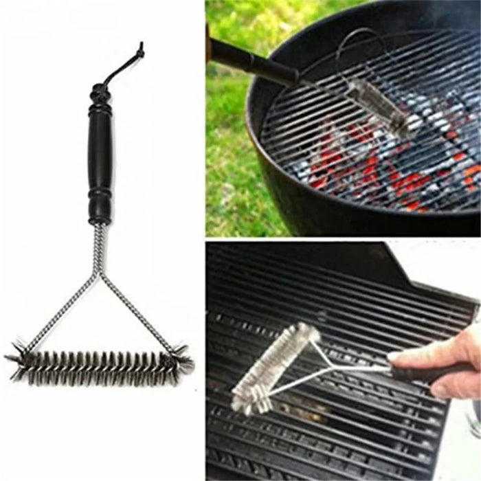 BBQ Grill Cleaning Brush 12-Inch Y-Shaped Curl Bristle Brush Grill Cleaning Tool - 4