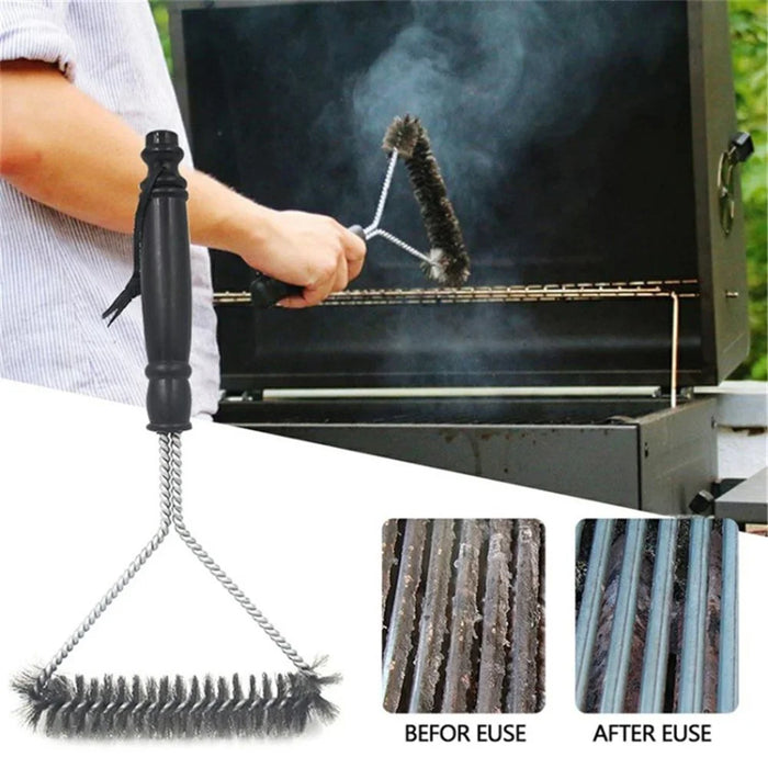 BBQ Grill Cleaning Brush 12-Inch Y-Shaped Curl Bristle Brush Grill Cleaning Tool - 5