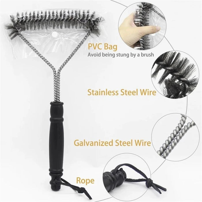 BBQ Grill Cleaning Brush 12-Inch Y-Shaped Curl Bristle Brush Grill Cleaning Tool - 7
