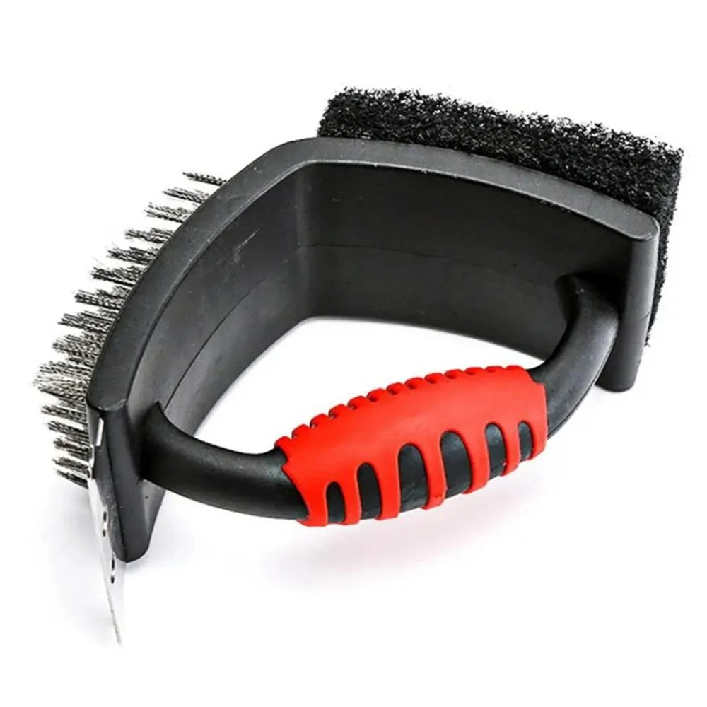 3-in-1 Barbecue Cleaning Brush Steel Wire / Copper Wire BBQ Brush Scouring Pad Scraper - Steel Wire Brush - 5