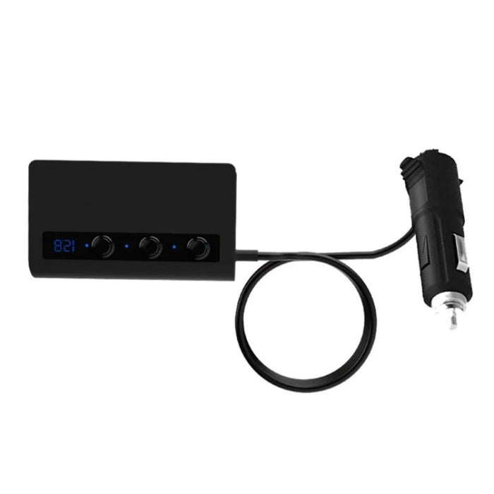 180W Car Charger 3 Cigarette Lighter Sockets 4 USB Ports QC3.0 Phone Fast Charging Adapter - Black - 3