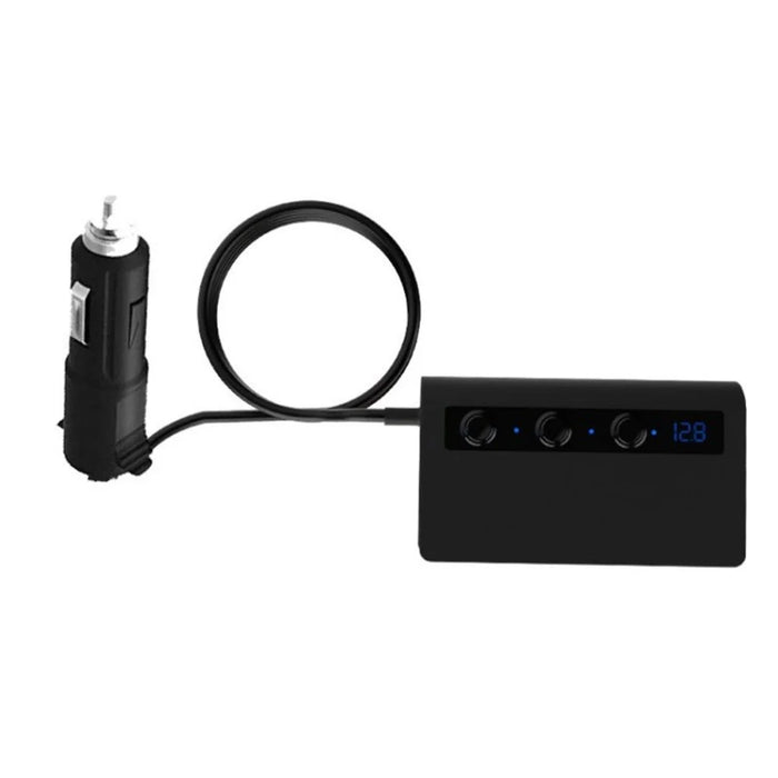 180W Car Charger 3 Cigarette Lighter Sockets 4 USB Ports QC3.0 Phone Fast Charging Adapter - Black - 4