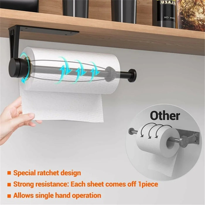Paper Towel Holder with Damping Toilet Paper Stand Roll Holder for Bathroom Kitchen - Black - 2