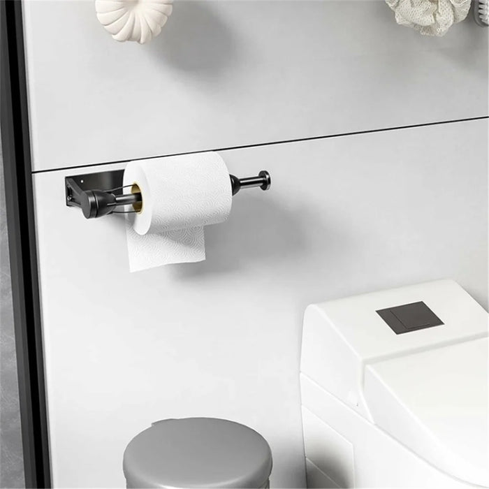 Paper Towel Holder with Damping Toilet Paper Stand Roll Holder for Bathroom Kitchen - Black - 4