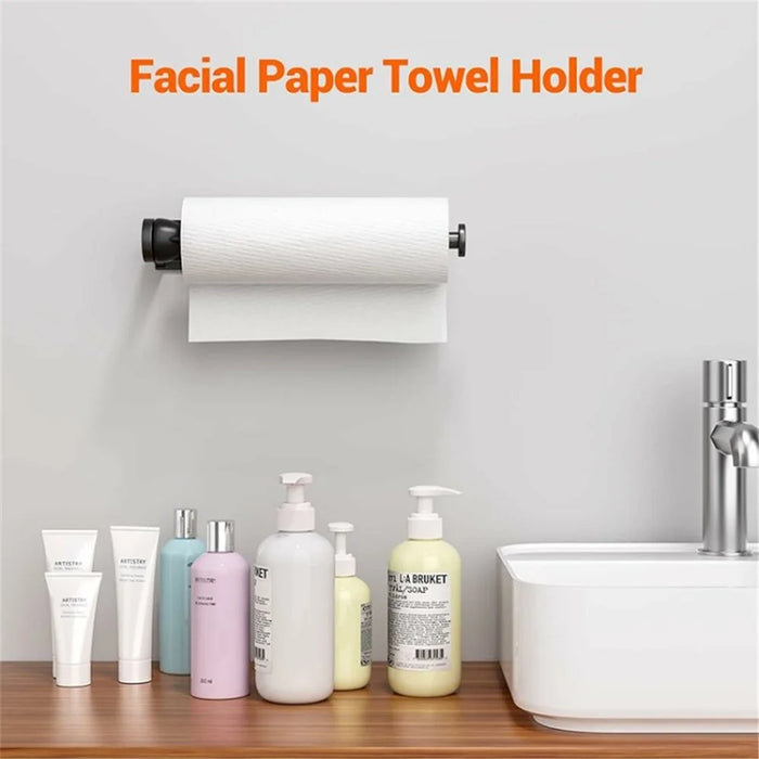 Paper Towel Holder with Damping Toilet Paper Stand Roll Holder for Bathroom Kitchen - Black - 5