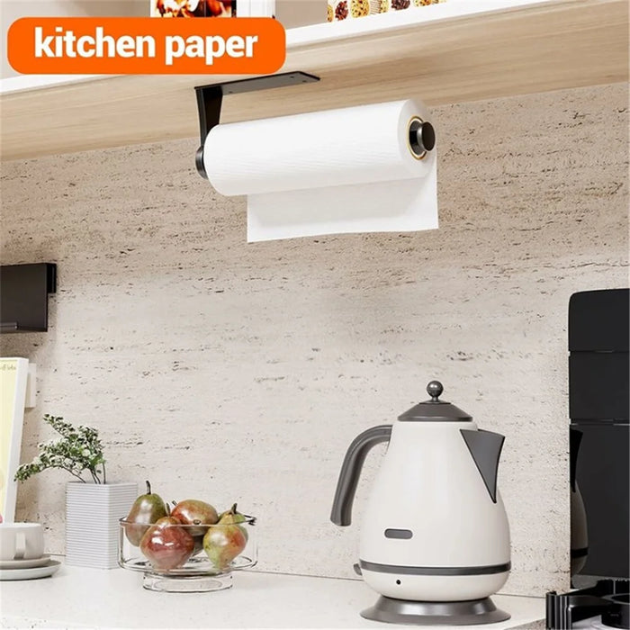 Paper Towel Holder with Damping Toilet Paper Stand Roll Holder for Bathroom Kitchen - Black - 7