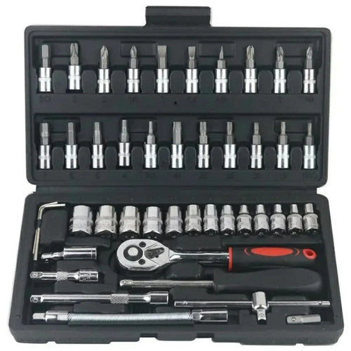 46Pcs Socket Wrenches Set Professional Car Motorcycle Repair Mechanical Workshop Tools Kit - Black - 1