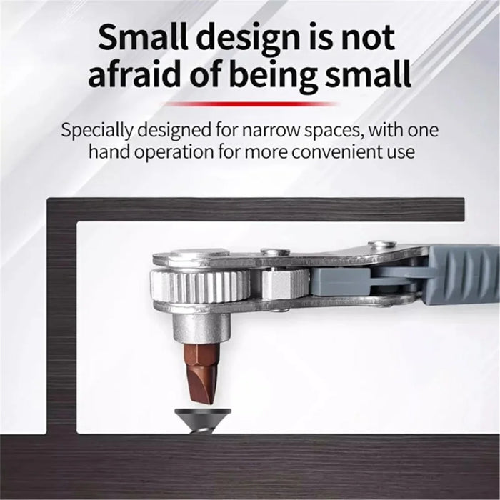 Chrome Vanadium Steel Magnetic Two-Way Ratchet Screwdriver Repair Tool with 4 Bits - Grey - 6