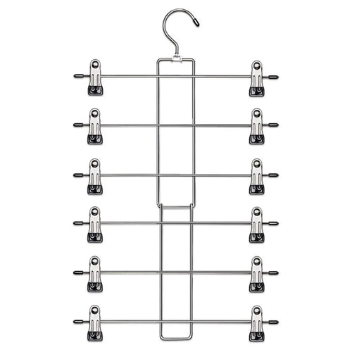 Foldable 6-Layer Wardrobe Storage Hanger 360-Degree Rotating Hook Clips Design Pants Skirt Clothes Hanger - Black - 1