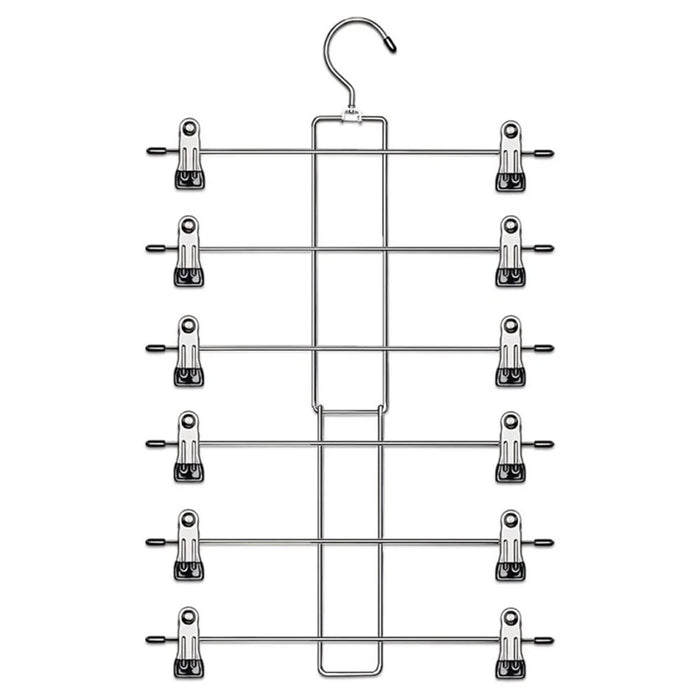 Foldable 6-Layer Wardrobe Storage Hanger 360-Degree Rotating Hook Clips Design Pants Skirt Clothes Hanger - Black - 1