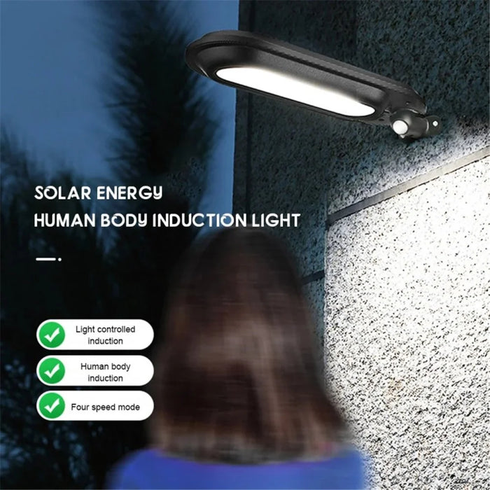 Solar LED Street Light Human Body Sensor LED Waterproof Outdoor Garden Wall Lamp - Black / White Light - 3