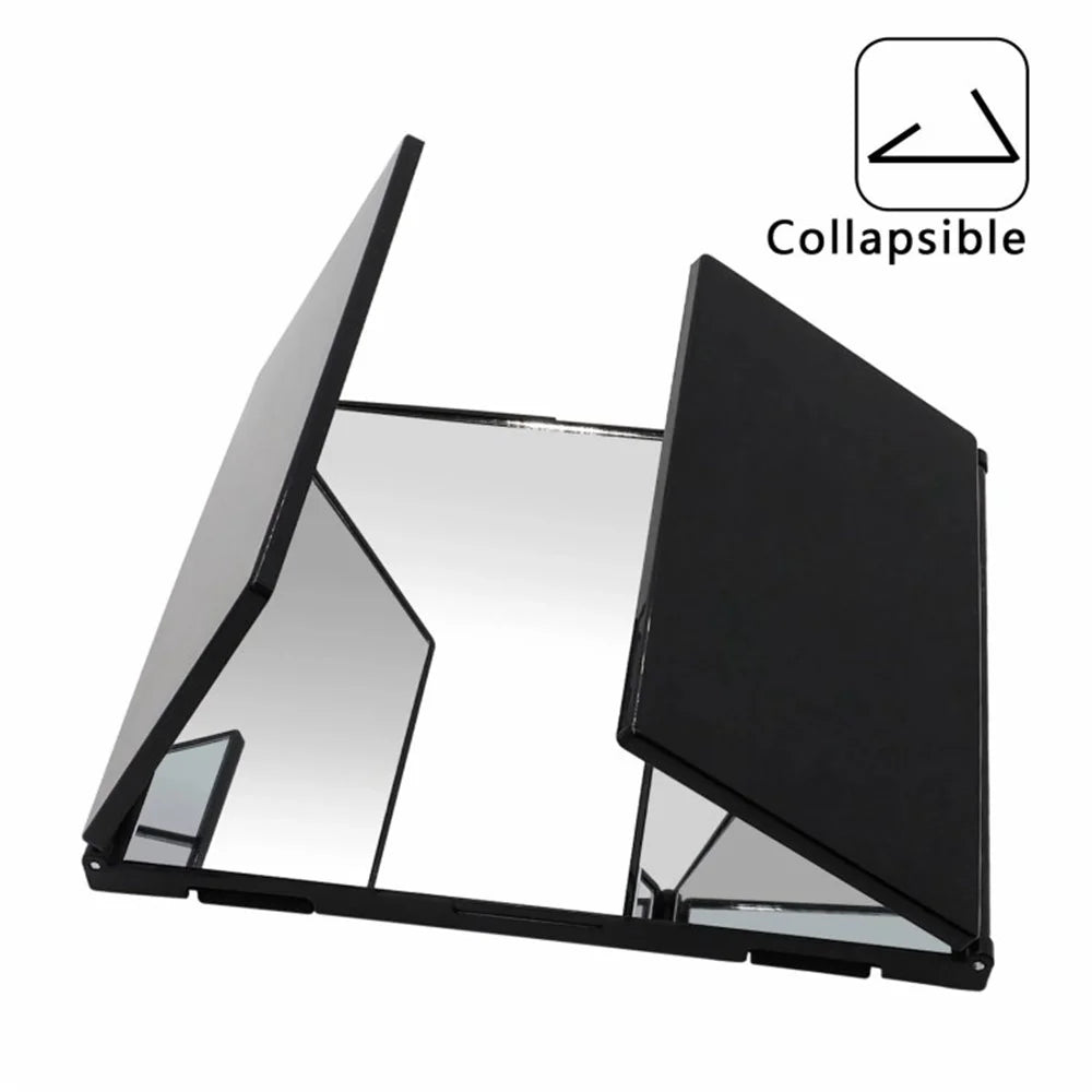 Car Sun Visor Wide View Collapsible Tri-Fold Makeup Mirror Auto Sunshade Cosmetic Mirror - 7