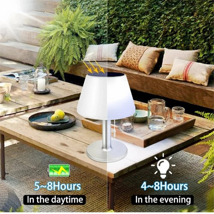 10 LED Solar Table Lamp IPX4 Waterproof Stainless Steel Outdoor Reading Light - 7